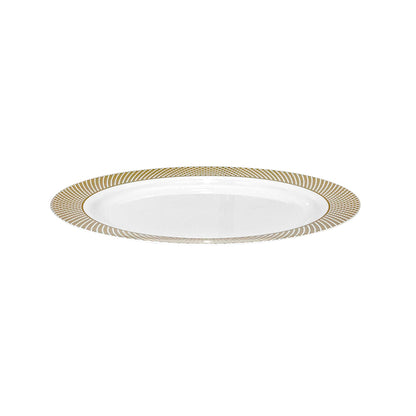 Platos Llano Reutilizable de 7" Home Elegance 10 Piezas / Blanco-Dorado