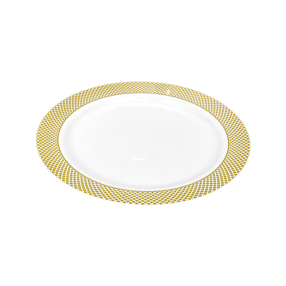 Platos Llano Reutilizable de 7" Home Elegance 10 Piezas / Blanco-Dorado