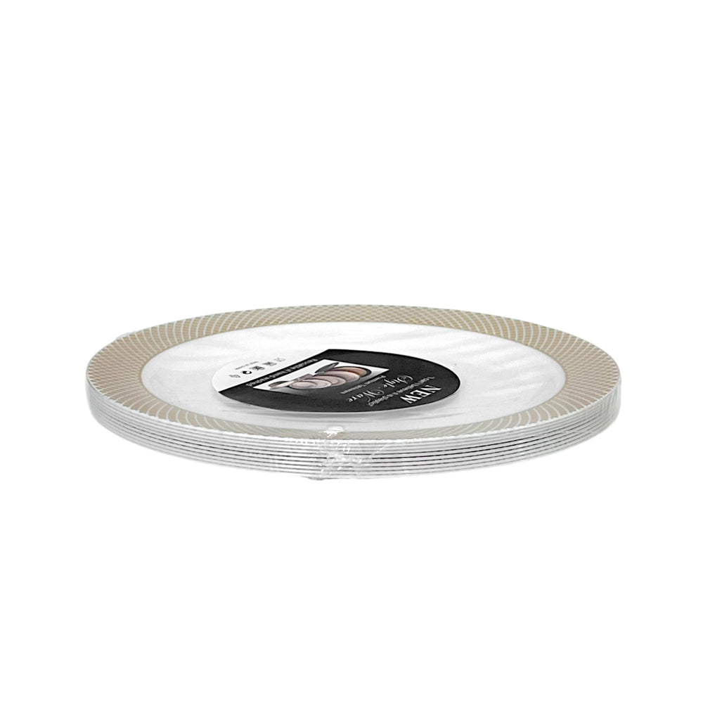Platos Llano Reutilizable de 7" Home Elegance 10 Piezas / Blanco-Dorado