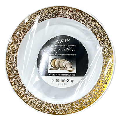 Plato Llano Reutilizable 7" Home Elegance / 10 Piezas / Gold