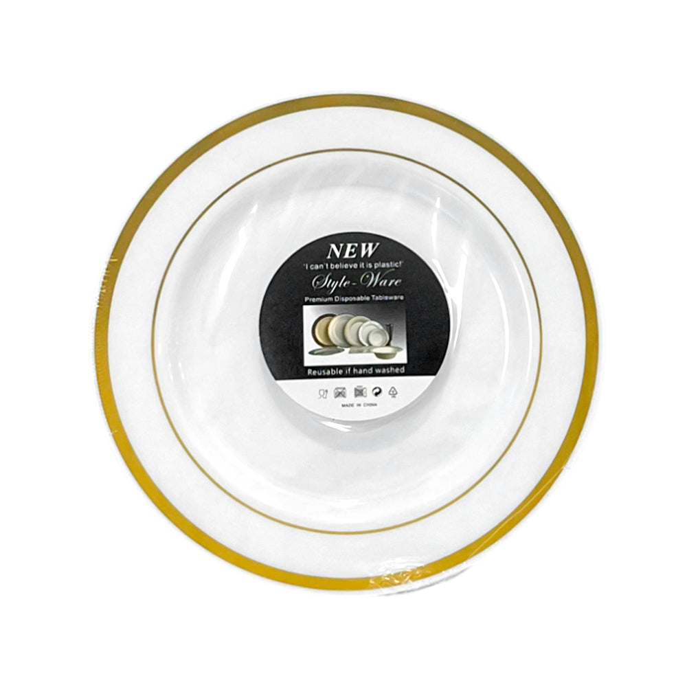 Platos Plástico 7" Home Elegance 10 Piezas / Blanco-Gold