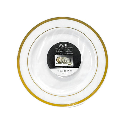 Platos Plástico 7" Home Elegance 10 Piezas / Blanco-Gold