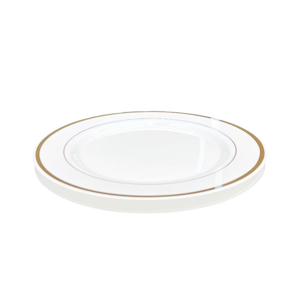 Platos Plástico 7" Home Elegance 10 Piezas / Blanco-Gold