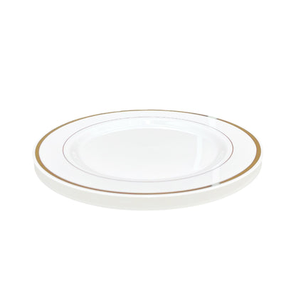 Platos Plástico 7" Home Elegance 10 Piezas / Blanco-Gold