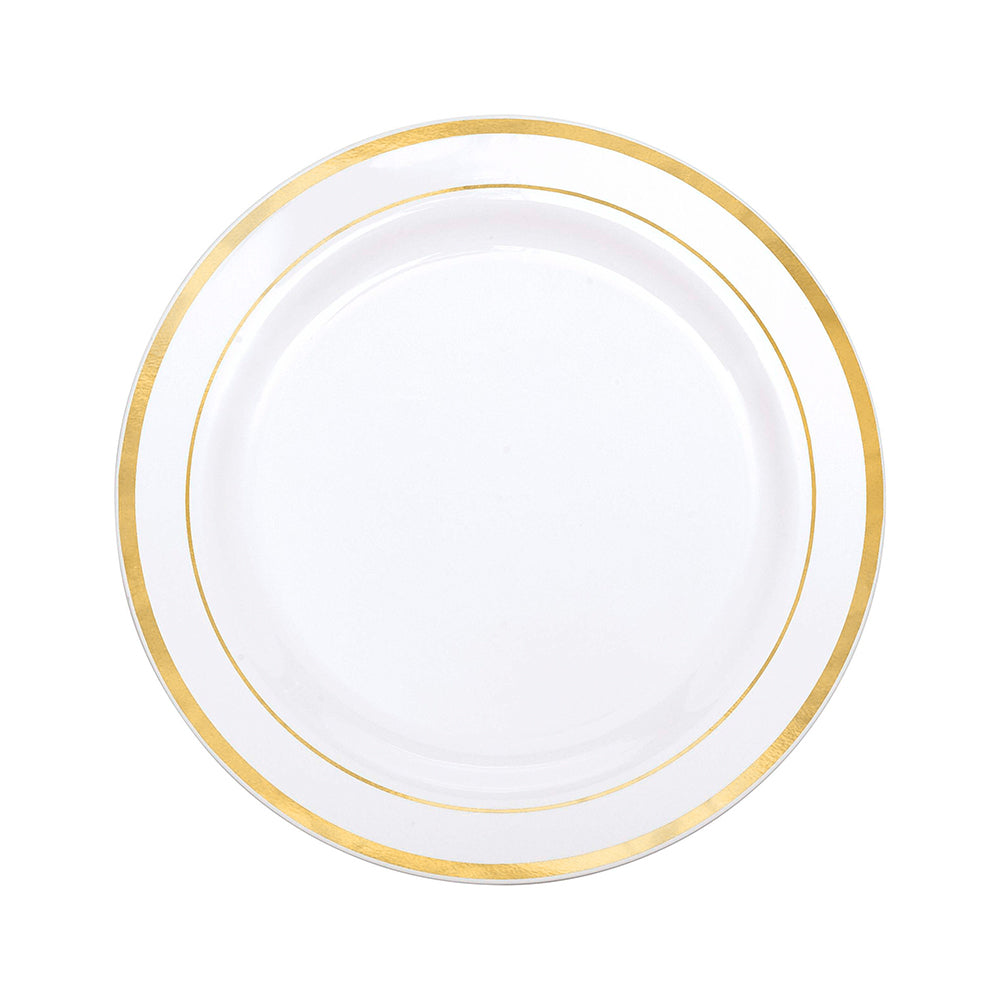 Platos Plástico 7" Home Elegance 10 Piezas / Blanco-Gold