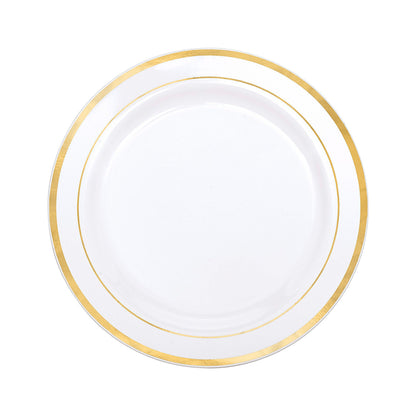 Platos Plástico 7" Home Elegance 10 Piezas / Blanco-Gold