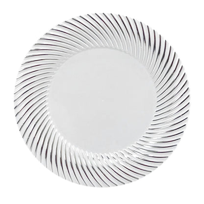 Platos Plástico Redondo de 7" Home Elegance / 10 Piezas / Blanco-Plateado