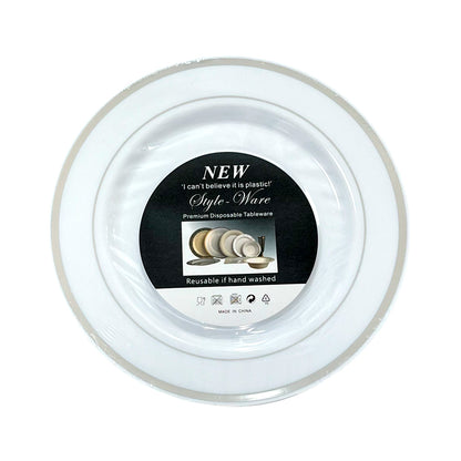 Platos Plástico de 10" Home Elegance / 10 Piezas / Borde Silver