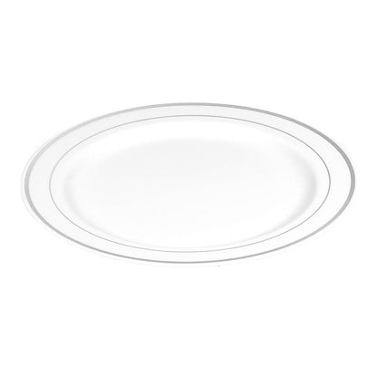 Platos Plástico de 10" Home Elegance / 10 Piezas / Borde Silver