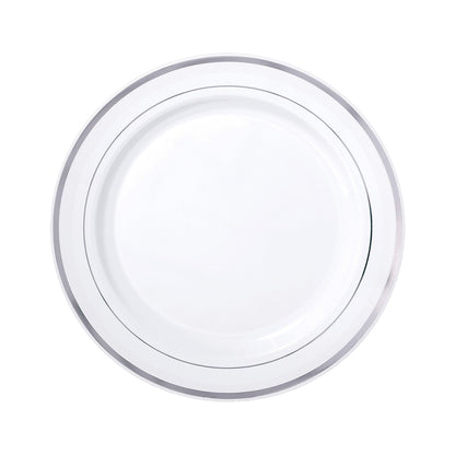 Platos Plástico de 10" Home Elegance / 10 Piezas / Borde Silver