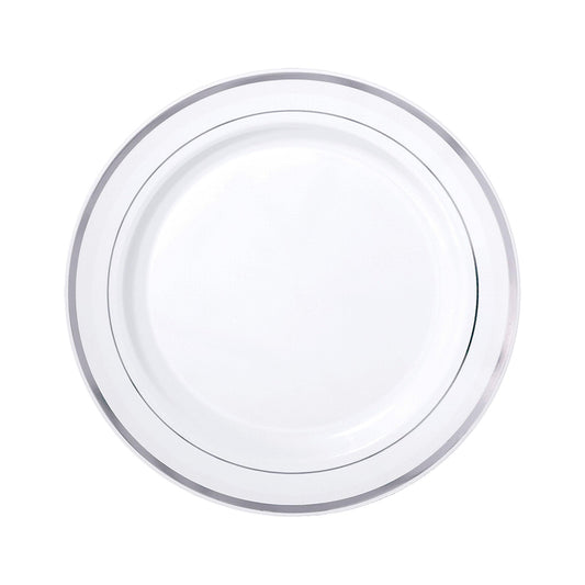 Platos Plástico de 10" Home Elegance / 10 Piezas / Borde Silver
