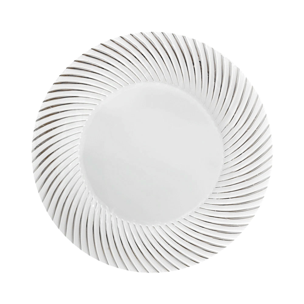 Platos Plástico Redondo 10" Home Elegance / 10 Piezas / Blanco-Plateado