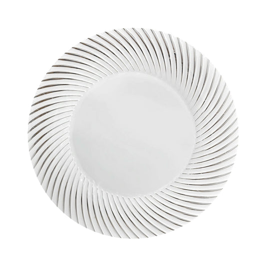 Platos Plástico Redondo 10" Home Elegance / 10 Piezas / Blanco-Plateado