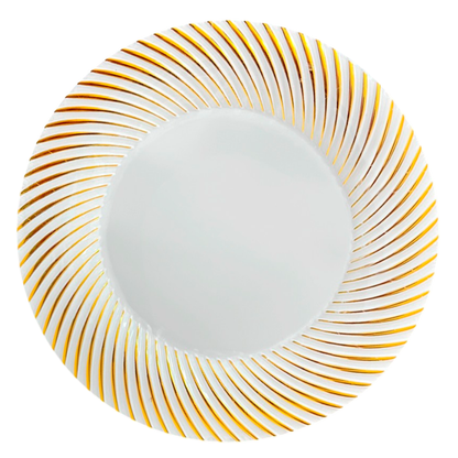 Platos Redondo 10" Home Elengace de Plástico / 10 Piezas / Dorado con Blanco
