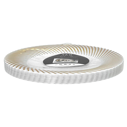 Platos Redondo 10" Home Elengace de Plástico / 10 Piezas / Dorado con Blanco