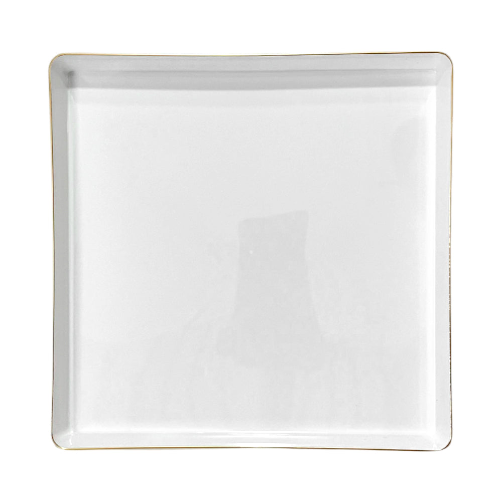 Platos Reutilizables Lillian / 20 Piezas / Blanco con Borde Dorado