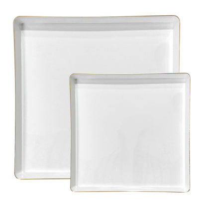 Platos Reutilizables Lillian / 20 Piezas / Blanco con Borde Dorado