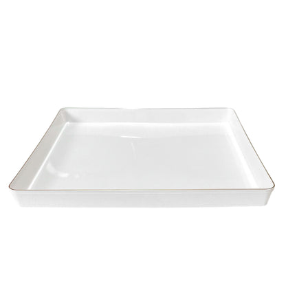 Platos Reutilizables Lillian / 20 Piezas / Blanco con Borde Dorado