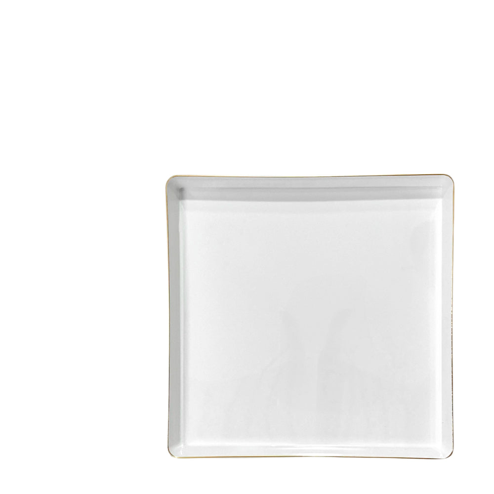 Platos Reutilizables Lillian / 20 Piezas / Blanco con Borde Dorado