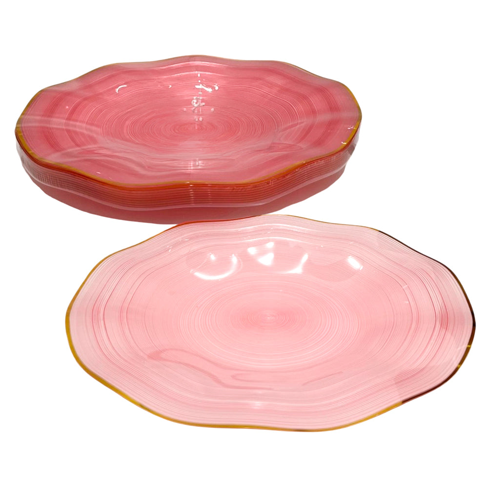 Plato reutilizable Pink de 10 pulgadas con borde dorado Home Elegance