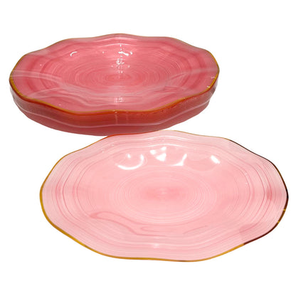 Plato reutilizable Pink de 10 pulgadas con borde dorado Home Elegance