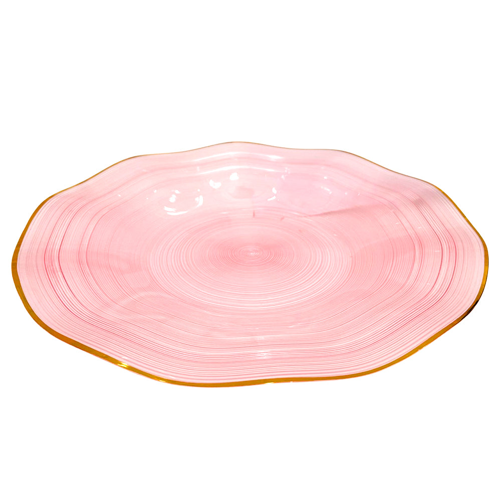 Plato reutilizable Pink de 10 pulgadas con borde dorado Home Elegance