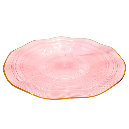 Plato reutilizable Pink de 10 pulgadas con borde dorado Home Elegance