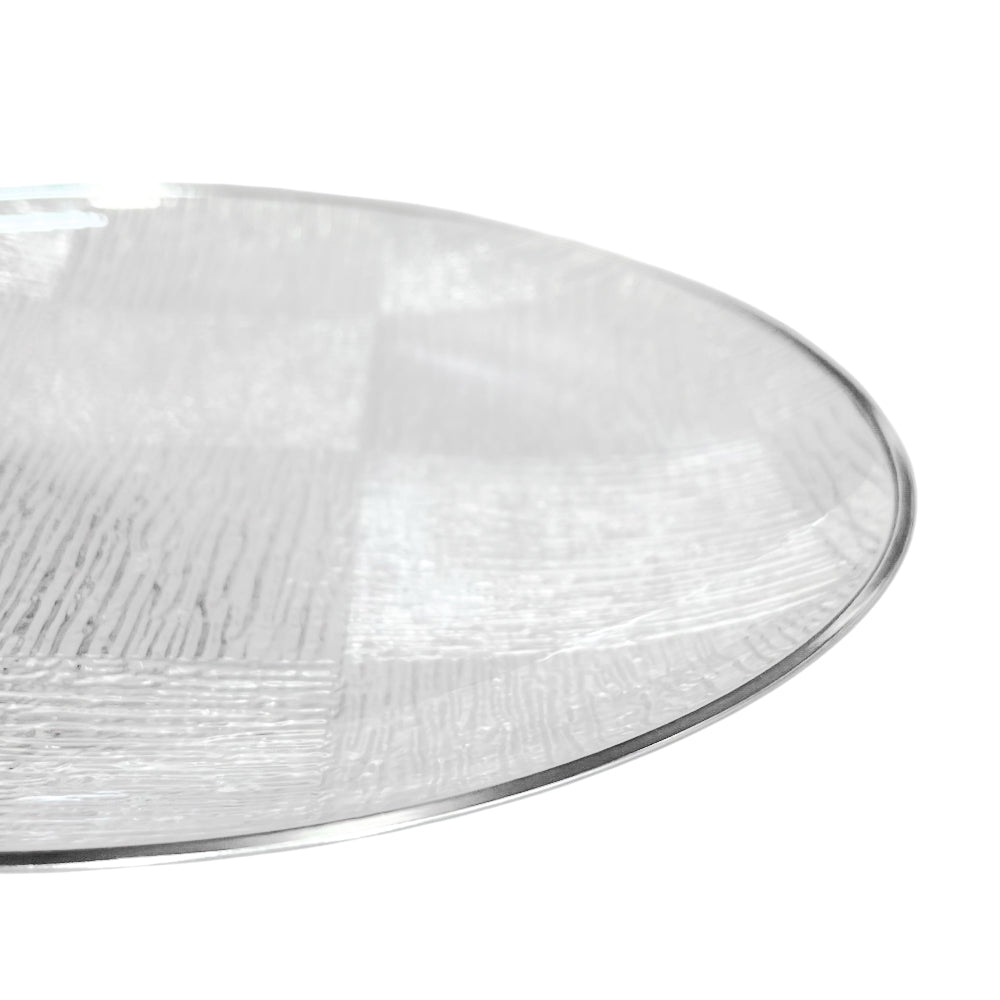 Platos reutilizables Home Elegance de 10 pulgadas con borde plateado.