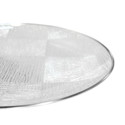 Platos reutilizables Home Elegance de 10 pulgadas con borde plateado.
