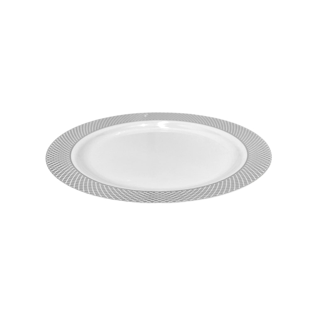 Platos LLano Reutilizable de 7" Home Elegance 10 Piezas / Blanco-Silver