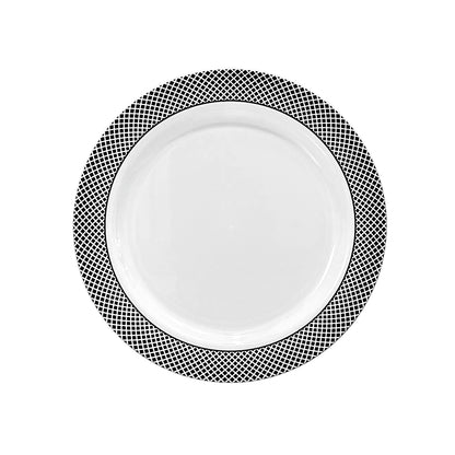 Platos LLano Reutilizable de 7" Home Elegance 10 Piezas / Blanco-Silver