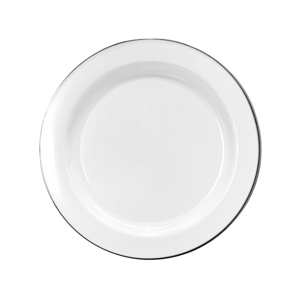 Platos LLanos Lillian 7.5" / Plástico / 10 Piezas / Blanco-Silver