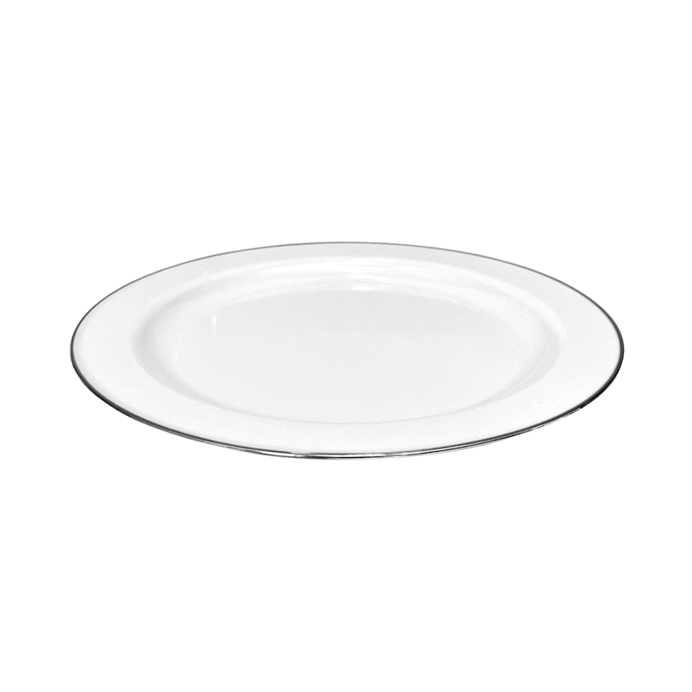 Platos LLanos Lillian 7.5" / Plástico / 10 Piezas / Blanco-Silver