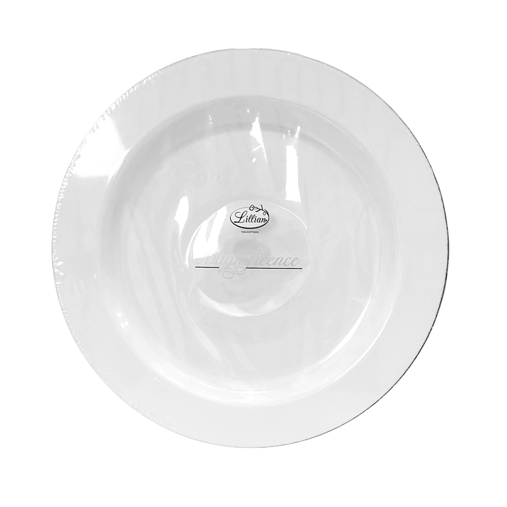 Platos LLanos Lillian 7.5" / Plástico / 10 Piezas / Blanco-Silver