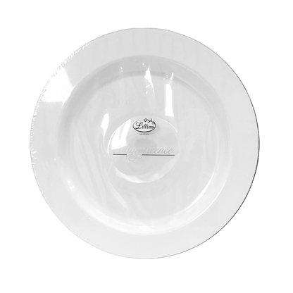 Platos LLanos Lillian 7.5" / Plástico / 10 Piezas / Blanco-Silver