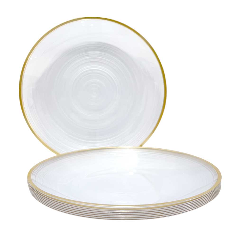 Plato LLano Reutilizable de 10" Home Elegance / 10 Piezas / Borde Dorado
