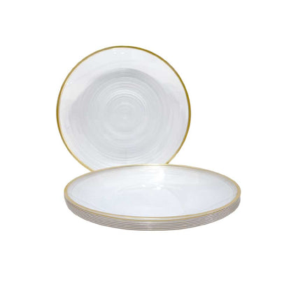 Plato LLano Reutilizable de 7" Home Elegance / 10 Piezas / Borde Dorado