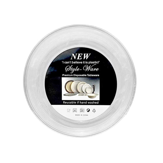 Plato LLano Reutilizable de 7" Home Elegance / 10 Piezas / Borde Plateado