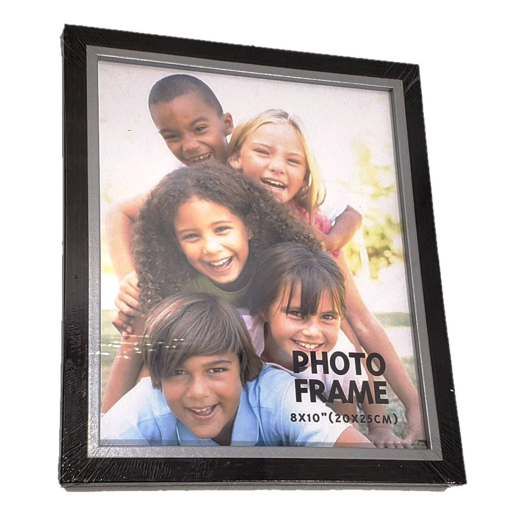 Portarretrato de Plástico 8 x 10 Marrón Oscuro con forros Plateados