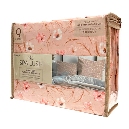 Sábana Queen 4 Piezas Coral Estampada - Spa Lush