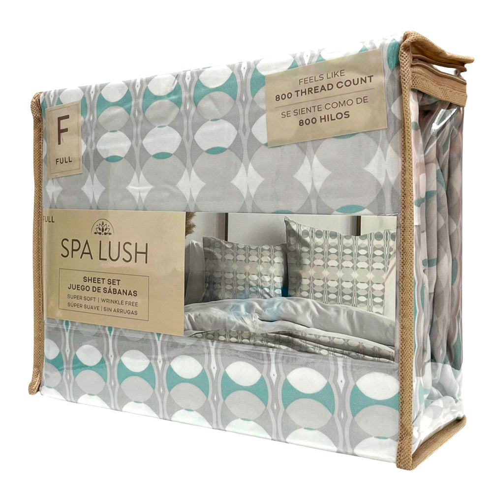 Sábana Full 4 Piezas Estampada - Spa Lush