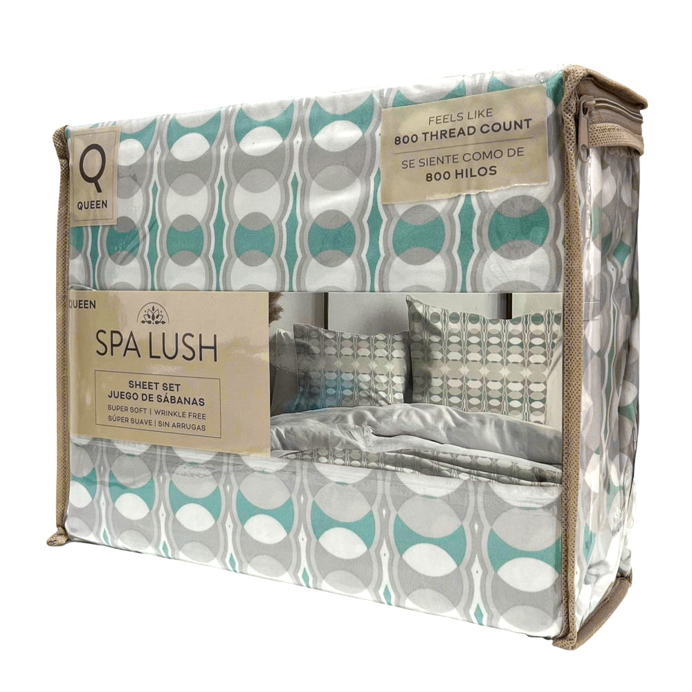 Sábana Queen 4 Piezas Estampada - Spa Lush
