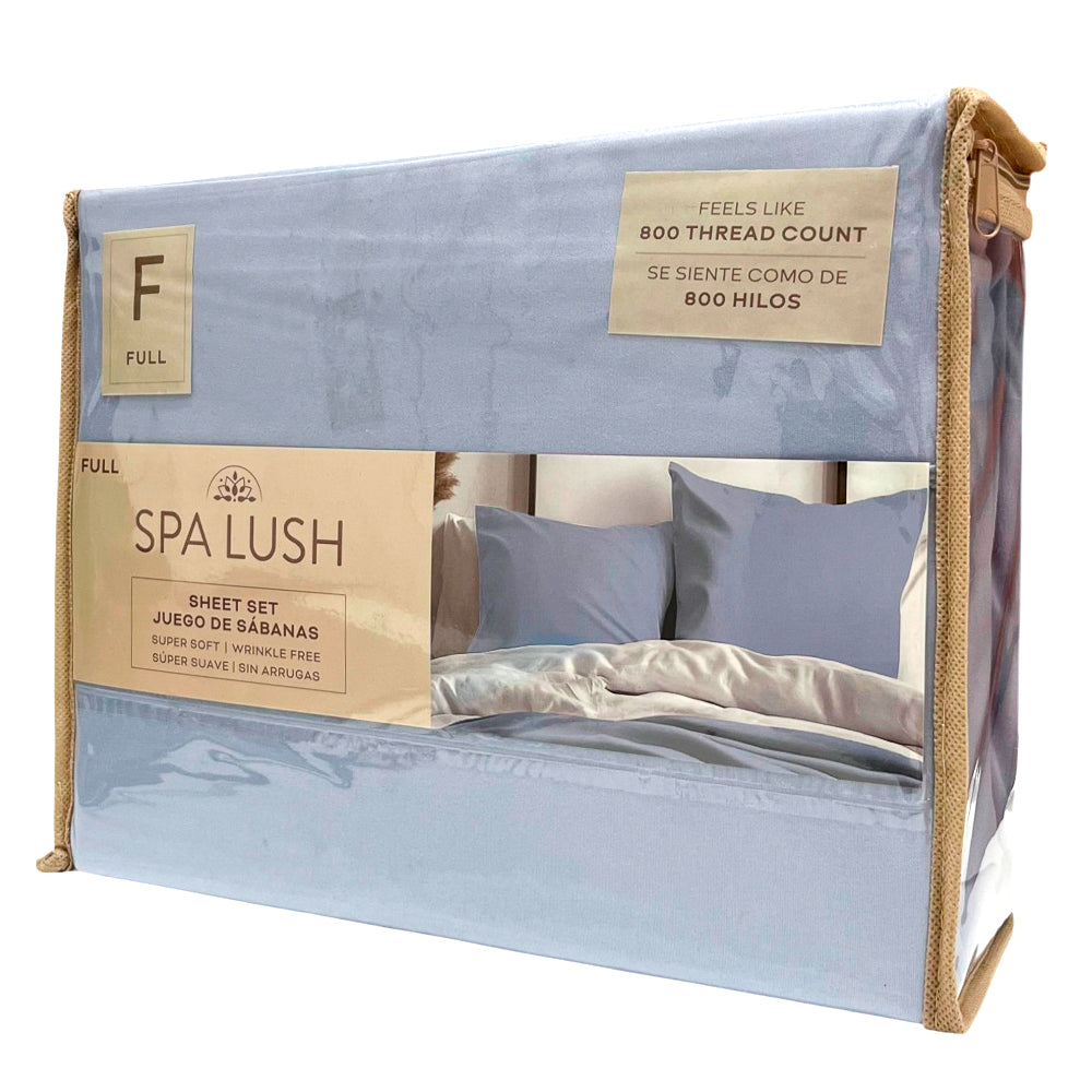 Sábana Full 4 Piezas Celeste - Spa Lush