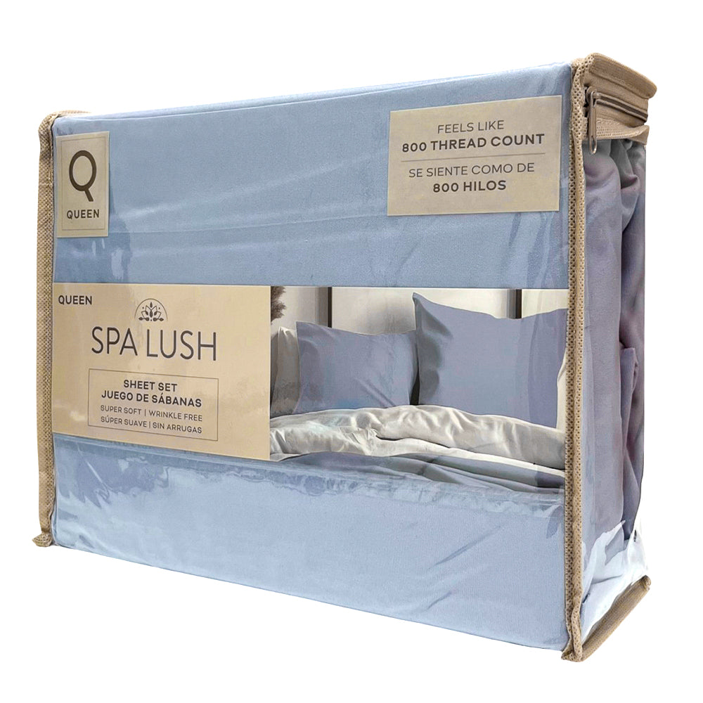 Sábana Queen 4 Piezas Celeste - Spa Lush