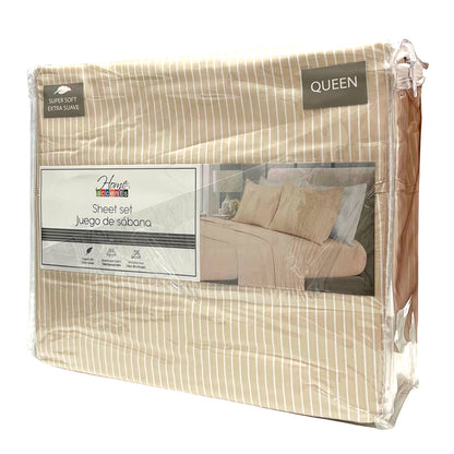 Sábana Queen 4 Piezas Beige - Home Accents
