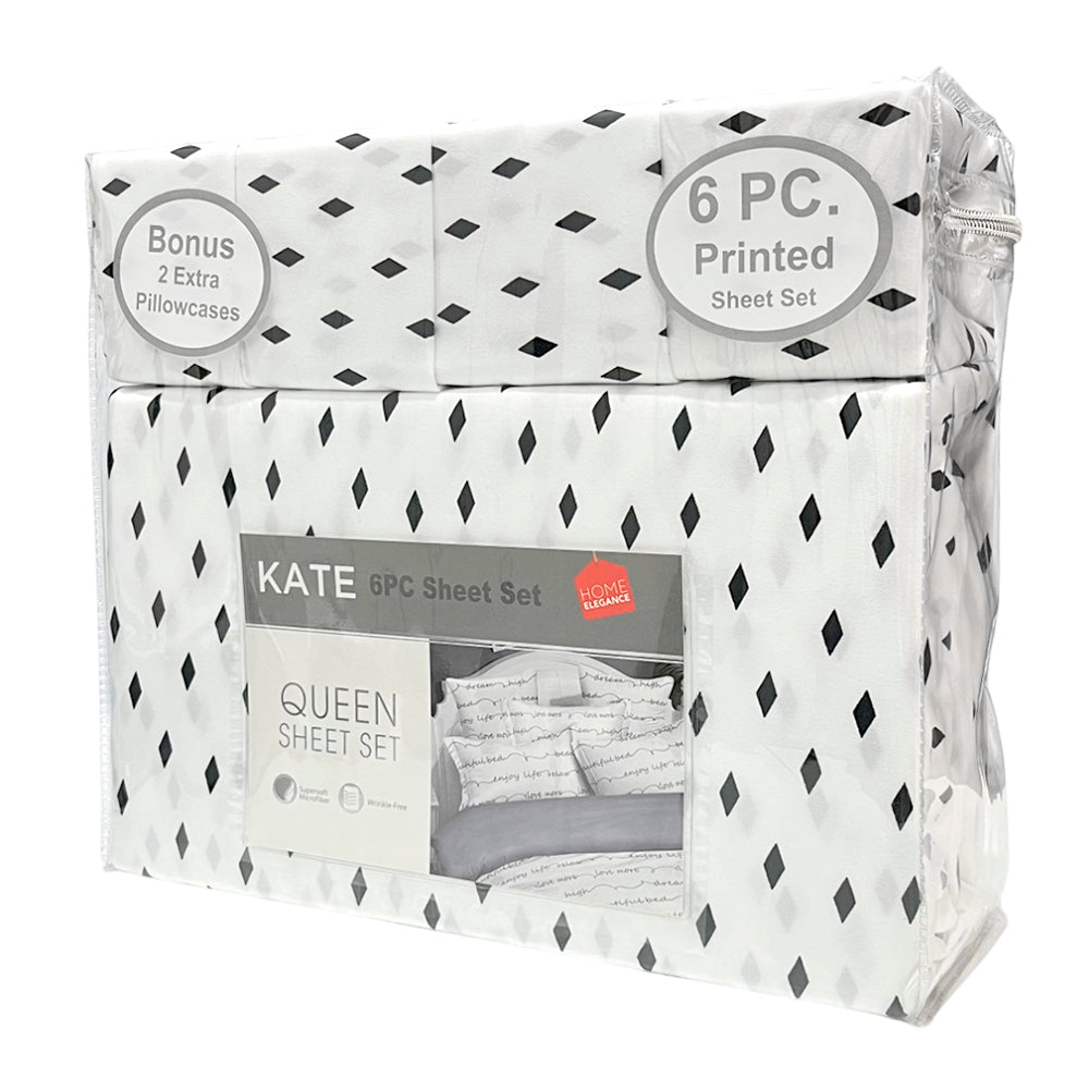 Sábana Estampada Queen Home Elegance Kate 6 Piezas - Surtido