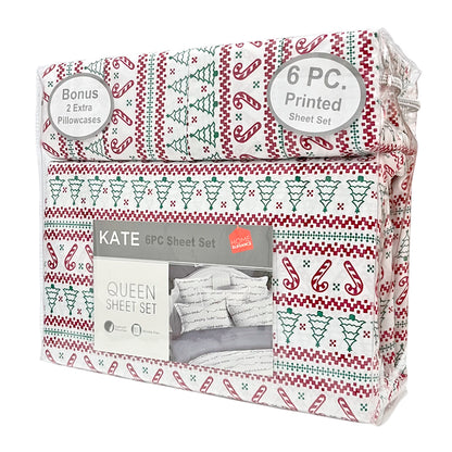 Sábana Estampada Queen Home Elegance Kate 6 Piezas - Surtido