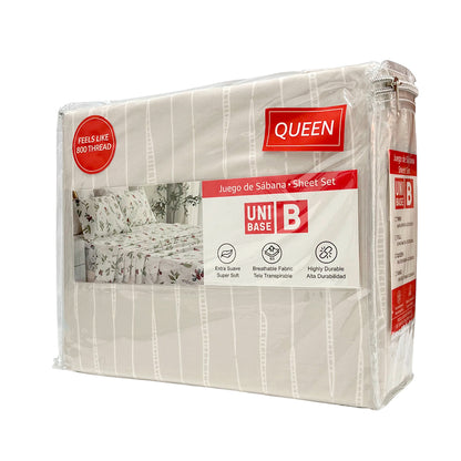 Sábana Queen Estampada Unibase / Set 4 Piezas / Surtida