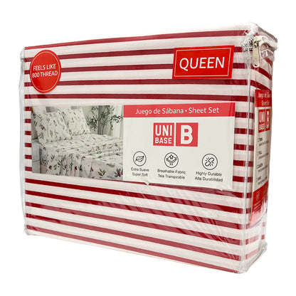 Sábana Queen Estampada Unibase / Set 4 Piezas / Surtida