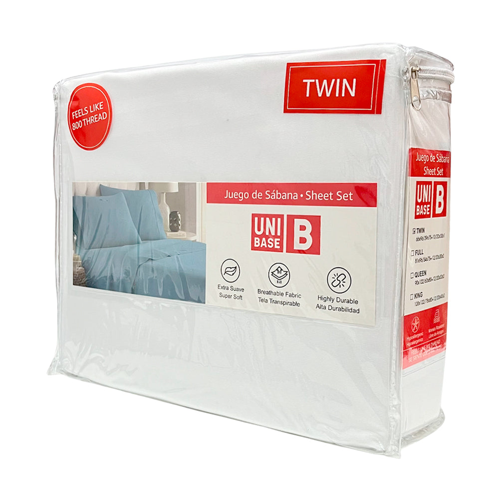 Sábana Twin Lisa Unibase / Set 3 Piezas / Surtida